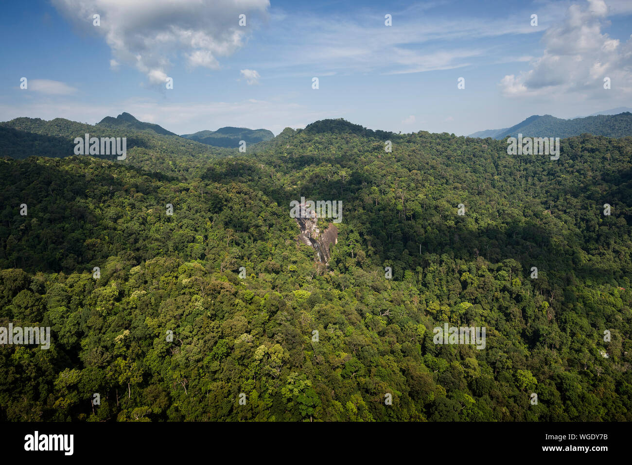 Rainforest Machincang mountain of Langkawi Island, Malaysia - The landscape of mountain view of Langkawi seen from cable car viewpoint, Langkawi, Mala Stock Photo
