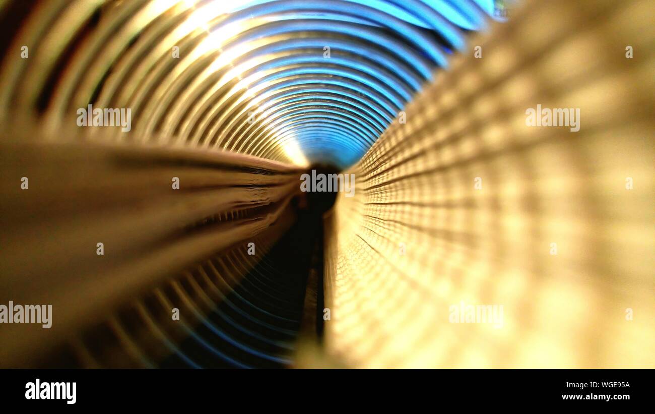 Interior Of Illuminated Spiral Pattern Stock Photo