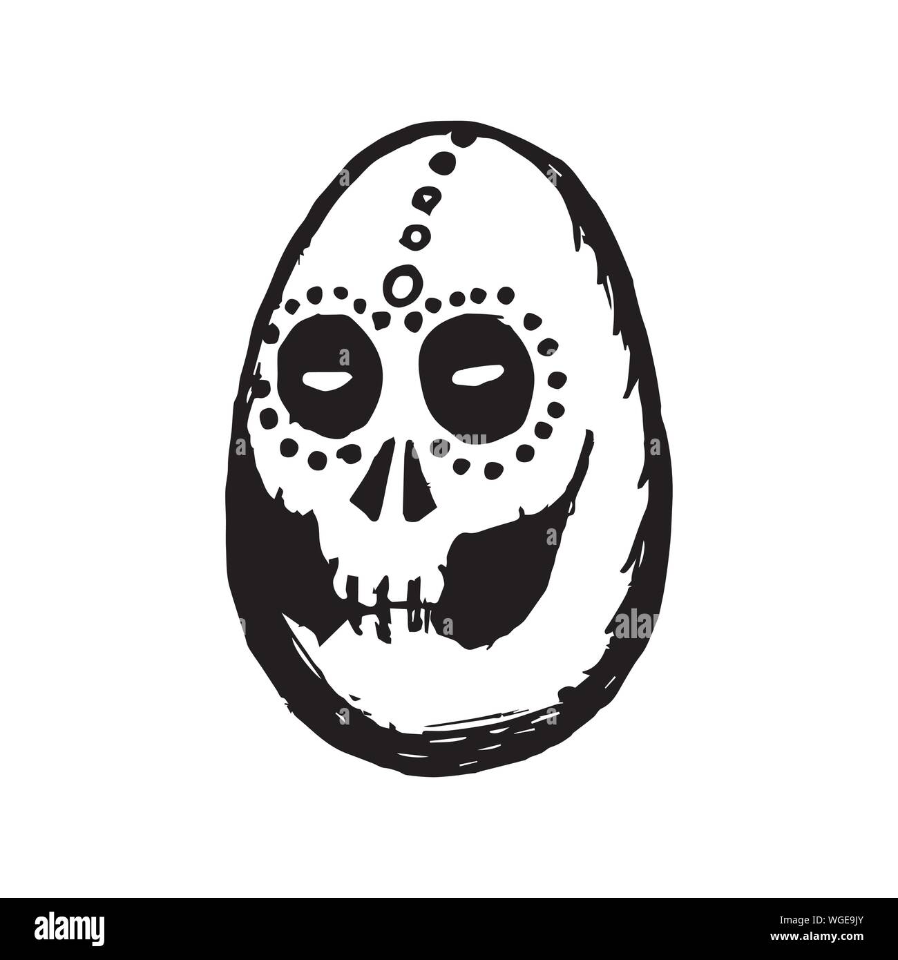 Calavera - Dia de los muertos - Egg Shaped Skull Stock Vector