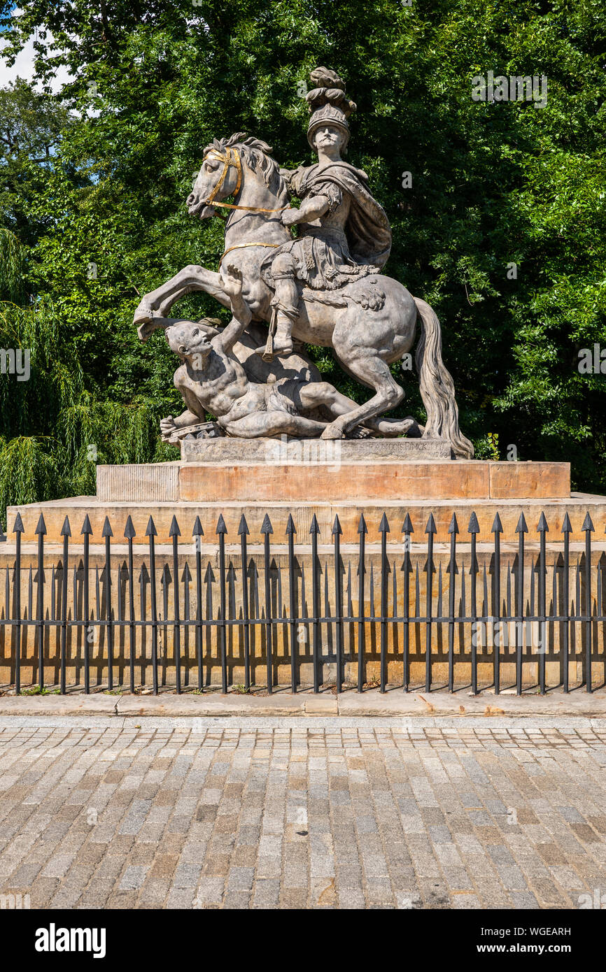 King Jan III Sobieski monument in Warsaw, Poland. Baroque equestrian statue from 1788. Stock Photo