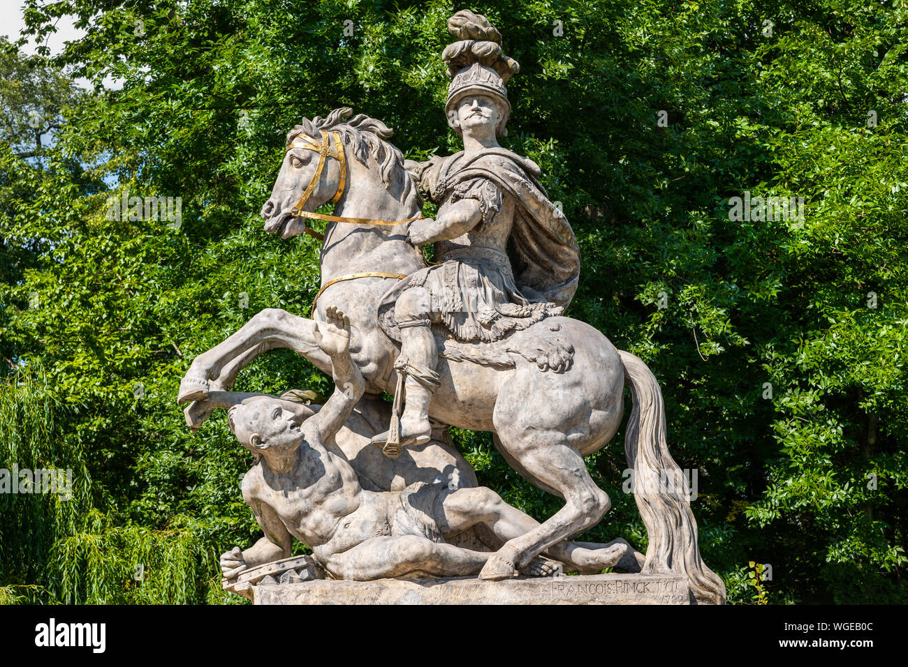 King Jan III Sobieski monument in Warsaw, Poland. Baroque equestrian statue from 1788. Stock Photo