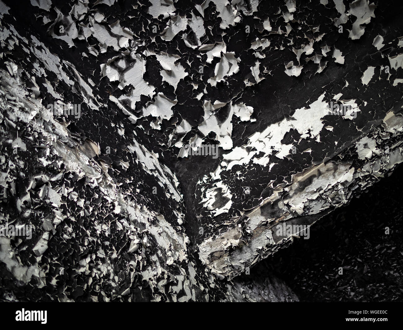 Old Burnt Plaster Ceiling Texture Inside Of An Abandoned