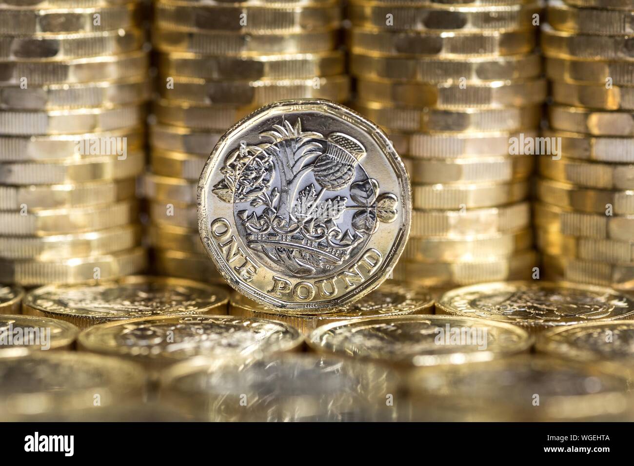 Close-up Of One Pound Coin Stock Photo