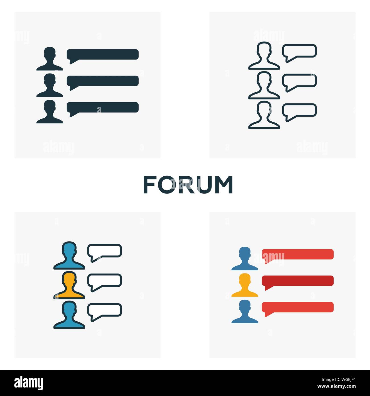 Forum Icon Set Four Elements In Diferent Styles From Content Icons Collection Creative Forum Icons Filled Outline Colored And Flat Symbols Stock Vector Image Art Alamy