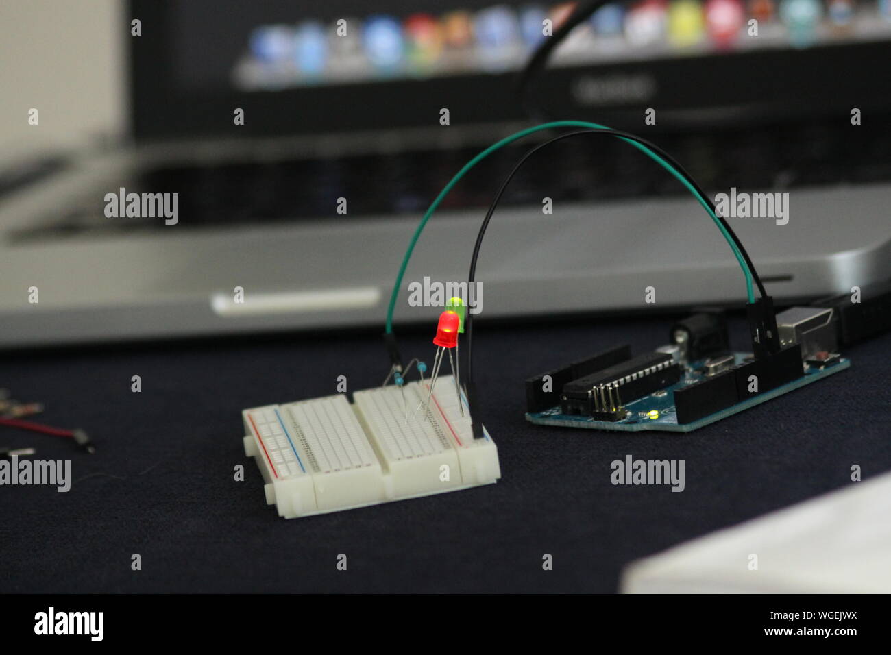 Close-up Of Arduino On Table Stock Photo