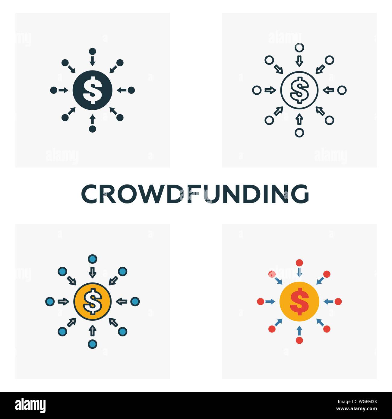 Crowdfunding outline icon. Thin line element from crowdfunding icons ...