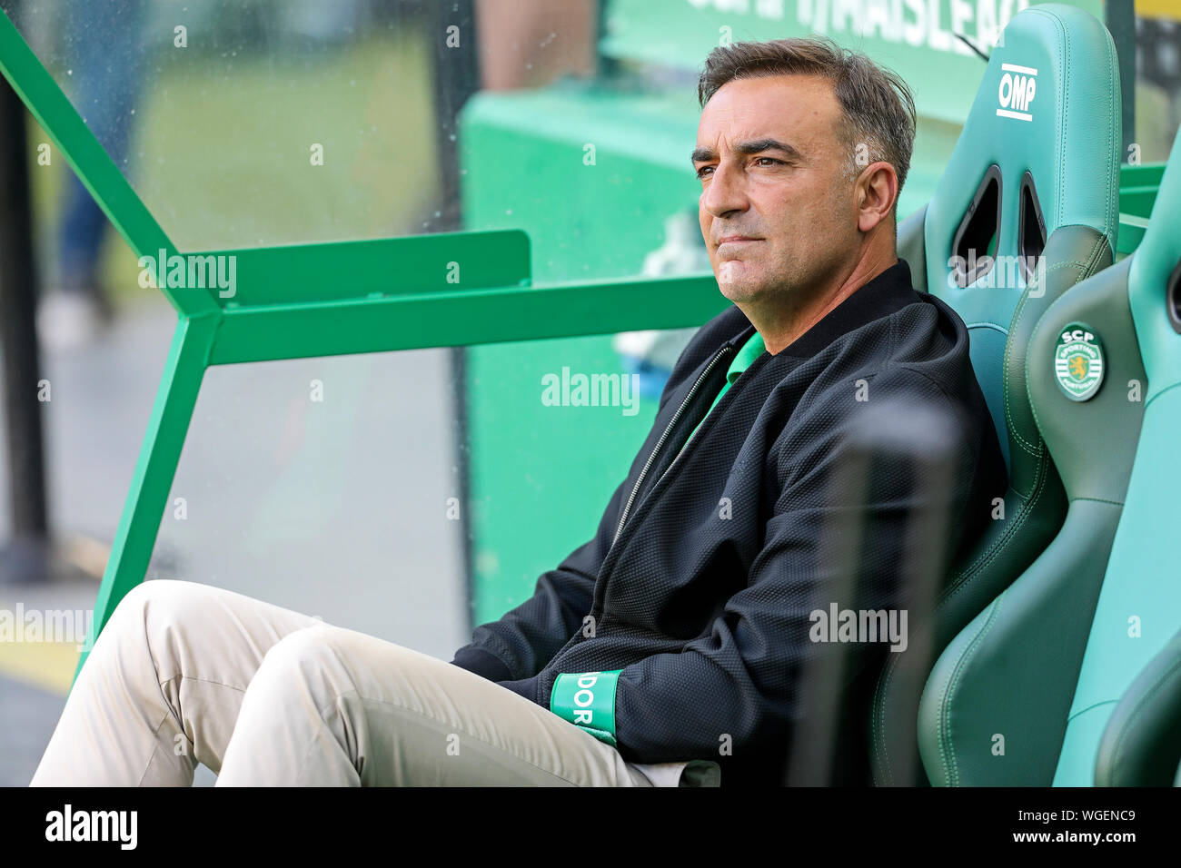 Coach Carlos Carvalhal of Rio Ave FC during the League NOS 2019/20 football match between Sporting CP vs Rio Ave FC.(Final score: Sporting CP 2 - 3 Rio Ave FC) Stock Photo