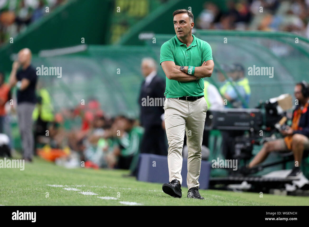 Coach Carlos Carvalhal of Rio Ave FC in action during the League NOS  2019/20 football match between Sporting CP vs Rio Ave FC.(Final score:  Sporting CP 2 - 3 Rio Ave FC
