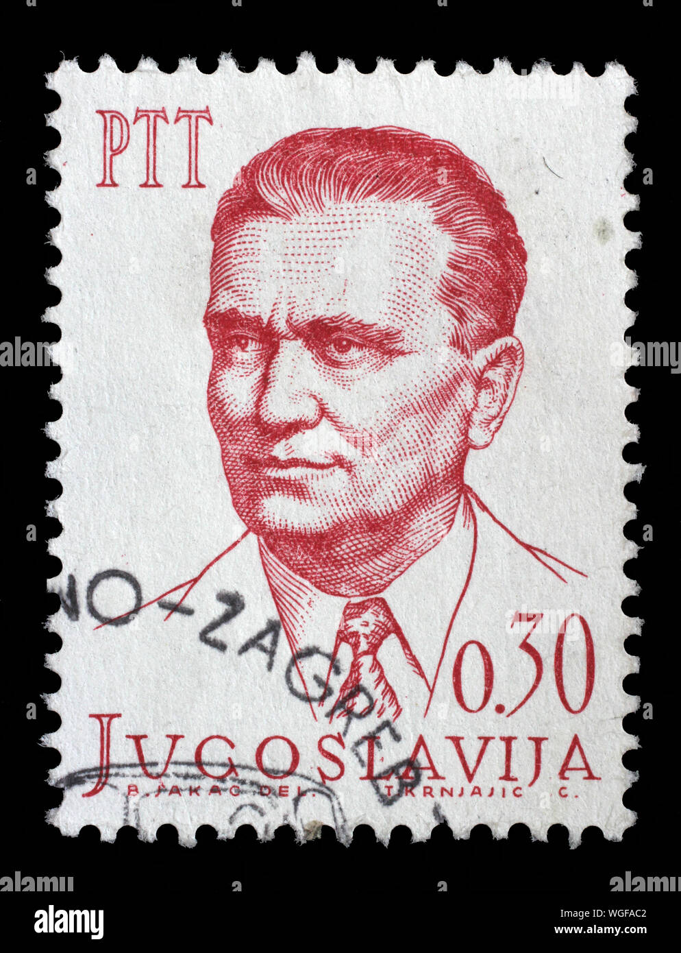 Stamp issued in Yugoslavia shows Josip Broz Tito(1892-1980), circa 1966. Stock Photo