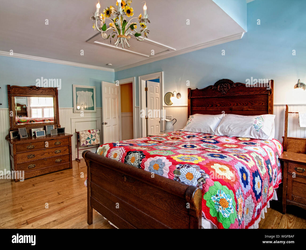 cozy, traditional bedroom interior Stock Photo