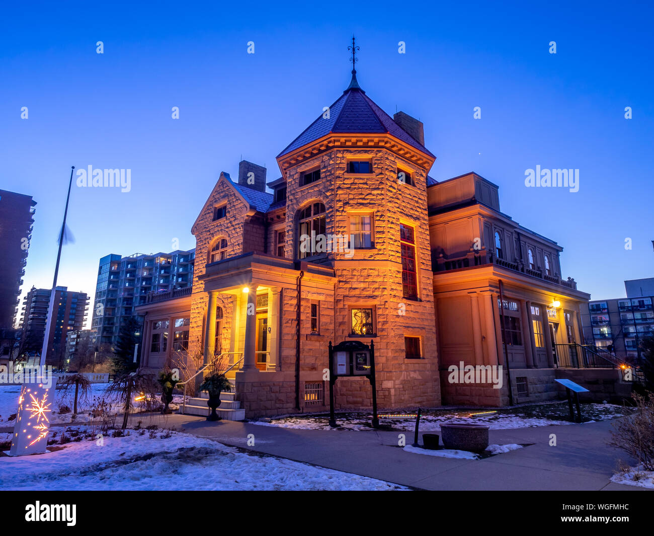 peter Lougheed House - Old sandstone mansion in Calgary Alberta which is now a museum. Stock Photo