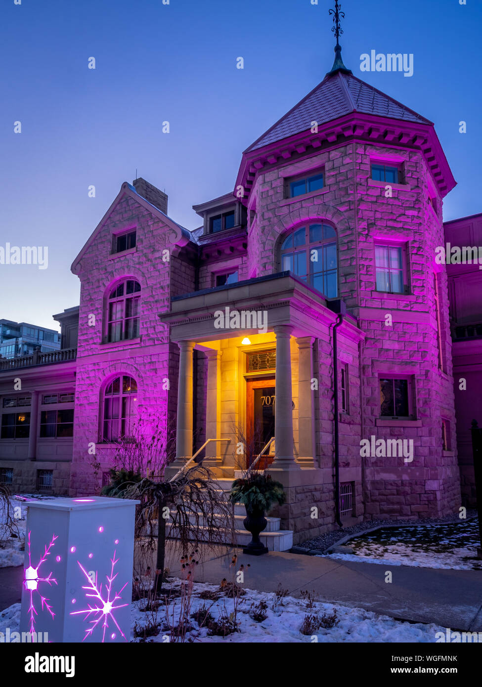peter Lougheed House - Old sandstone mansion in Calgary Alberta which is now a museum. Stock Photo