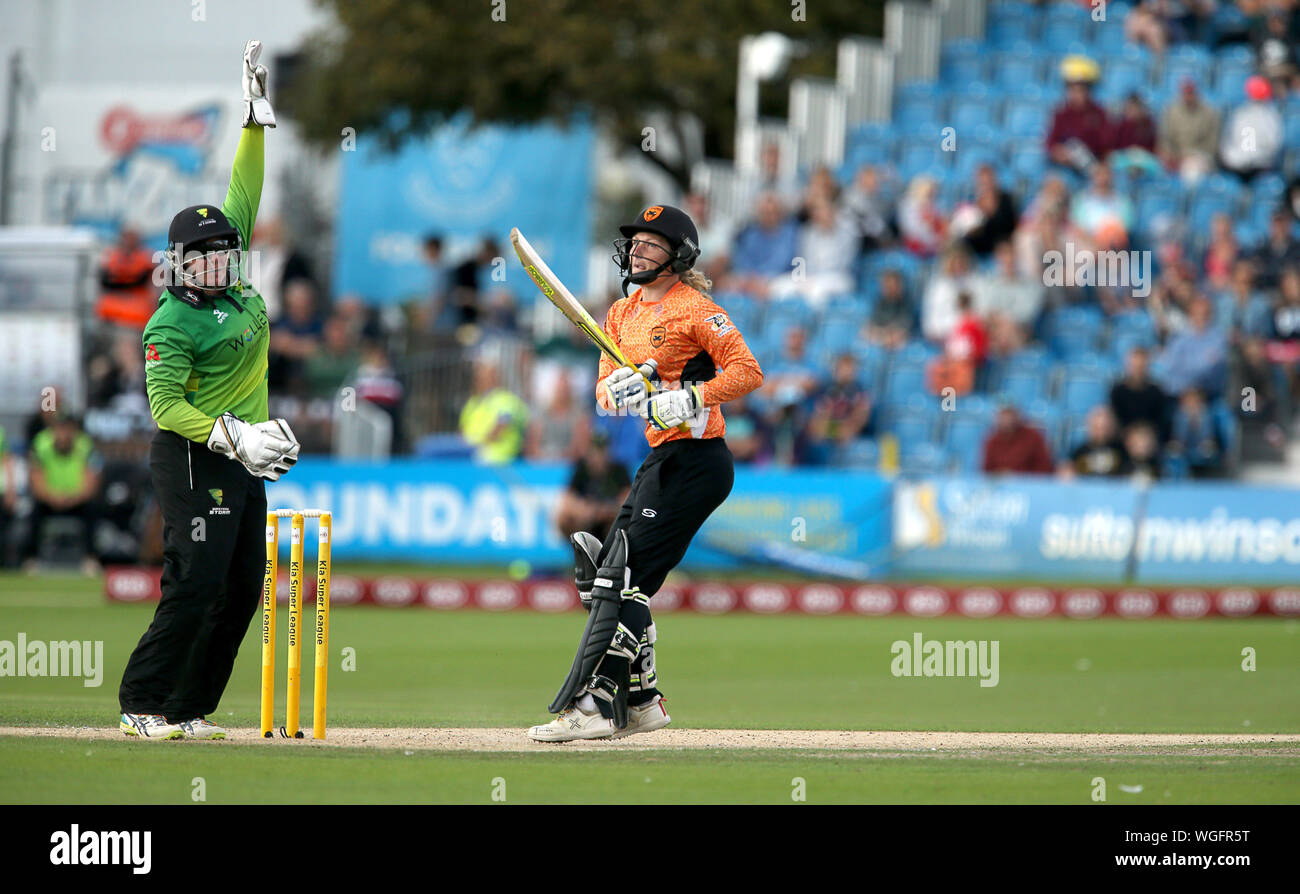 Western Storm Carla Rudd in action during Kia Super League final at the 1st Central County Ground, Hove. Stock Photo