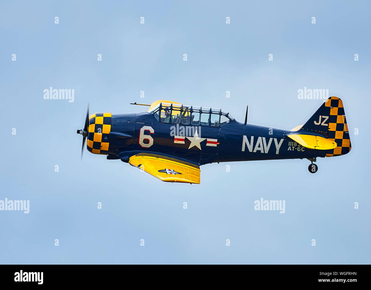 AT-6C Texan Harvard Mk IIa in flight Stock Photo