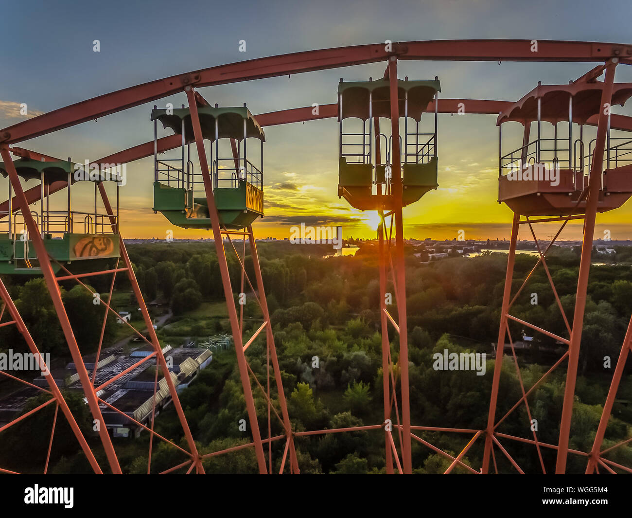 Ferris Wheel At Spreepark During Sunset Stock Photo