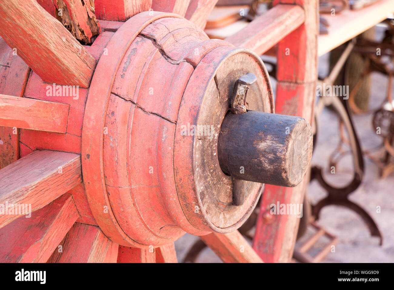 Close-up Of Wooden Wheel Stock Photo