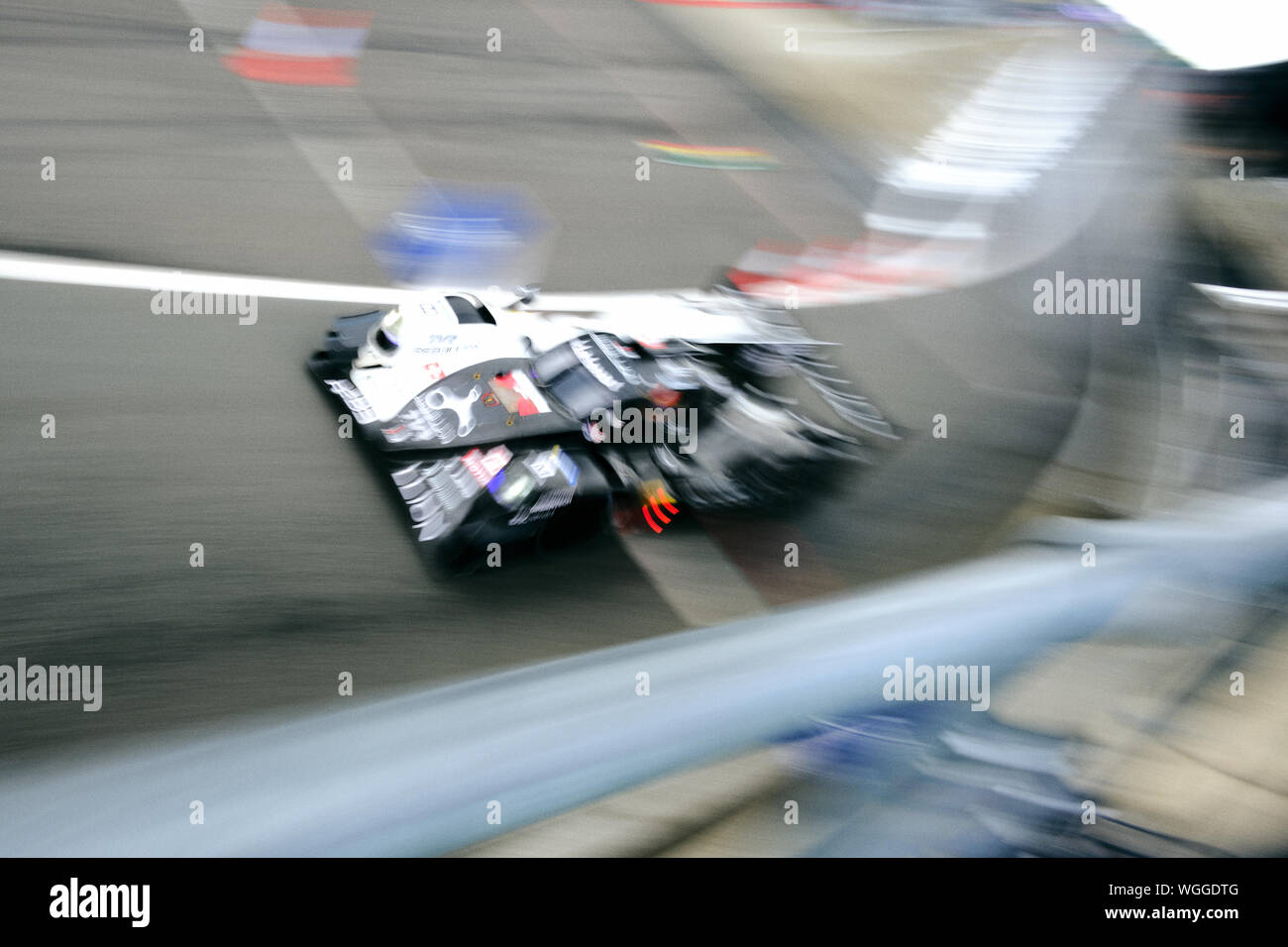Towcester, Northamptonshire, UK. 1st September 2019. Rebellion racing (CHE) Rebellion R13 Gibson leaves the pit during the 2019 FIA 4 Hours of Silverstone World Endurance Championship at Silverstone Circuit. Photo by Gergo Toth / Alamy Live News Stock Photo