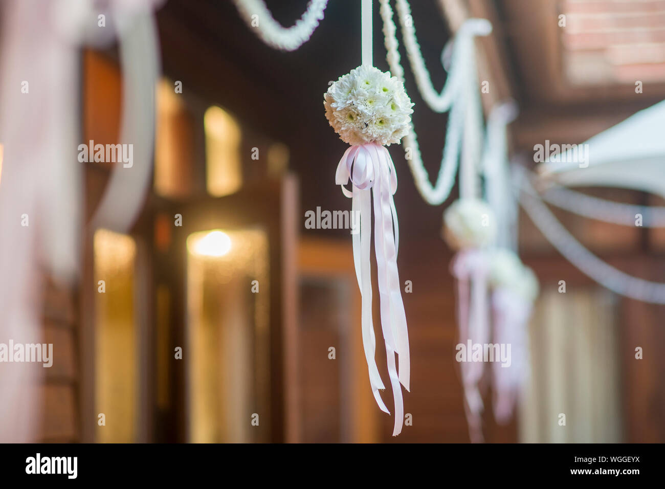 Low Angle View Of Decoration During Wedding Ceremony Stock Photo