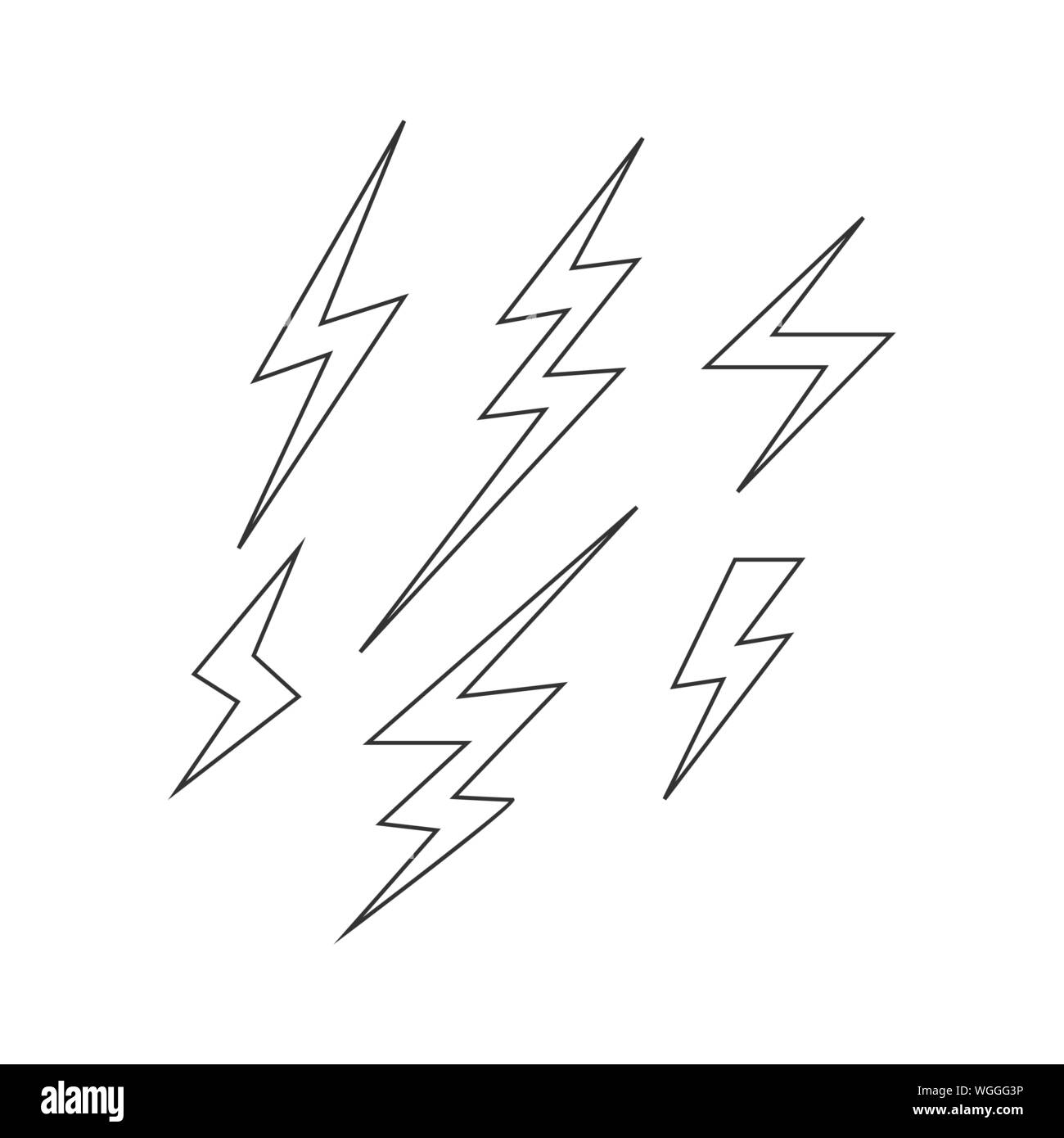outline Lightning bolt Flash vector icon. Bolt of lightning vector design image Stock Vector