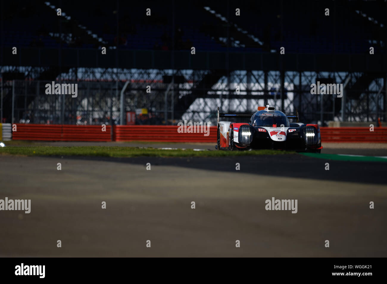 Towcester, Northamptonshire, UK. 1st September 2019. #7 Toyota Gazoo Racing (JPN) Toyota TS050 Hybrid driven by Mike Conway (GBR), Kamui Kobayashi (JPN), Jose Maria Lopez (ARG) during the 2019 FIA 4 Hours of Silverstone World Endurance Championship at Silverstone Circuit. Photo by Gergo Toth / Alamy Live News Stock Photo