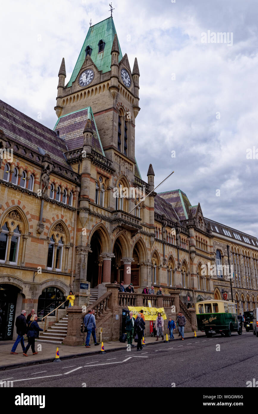 Winchester city centre. High Street shoppers in the pedestrian zone