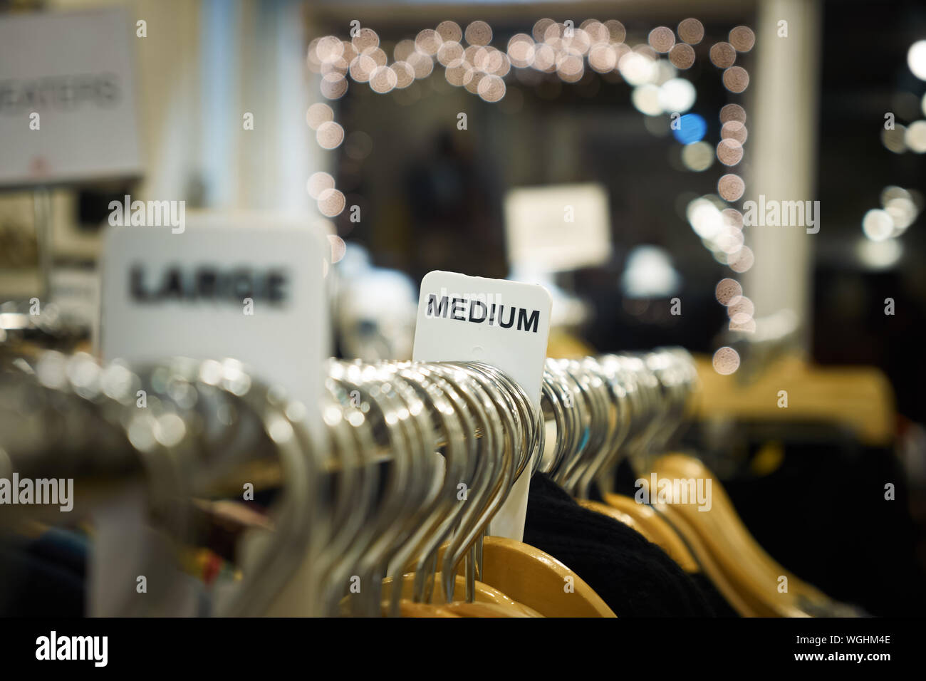 Metallic Coathangers With Numbers In Shop Stock Photo Alamy