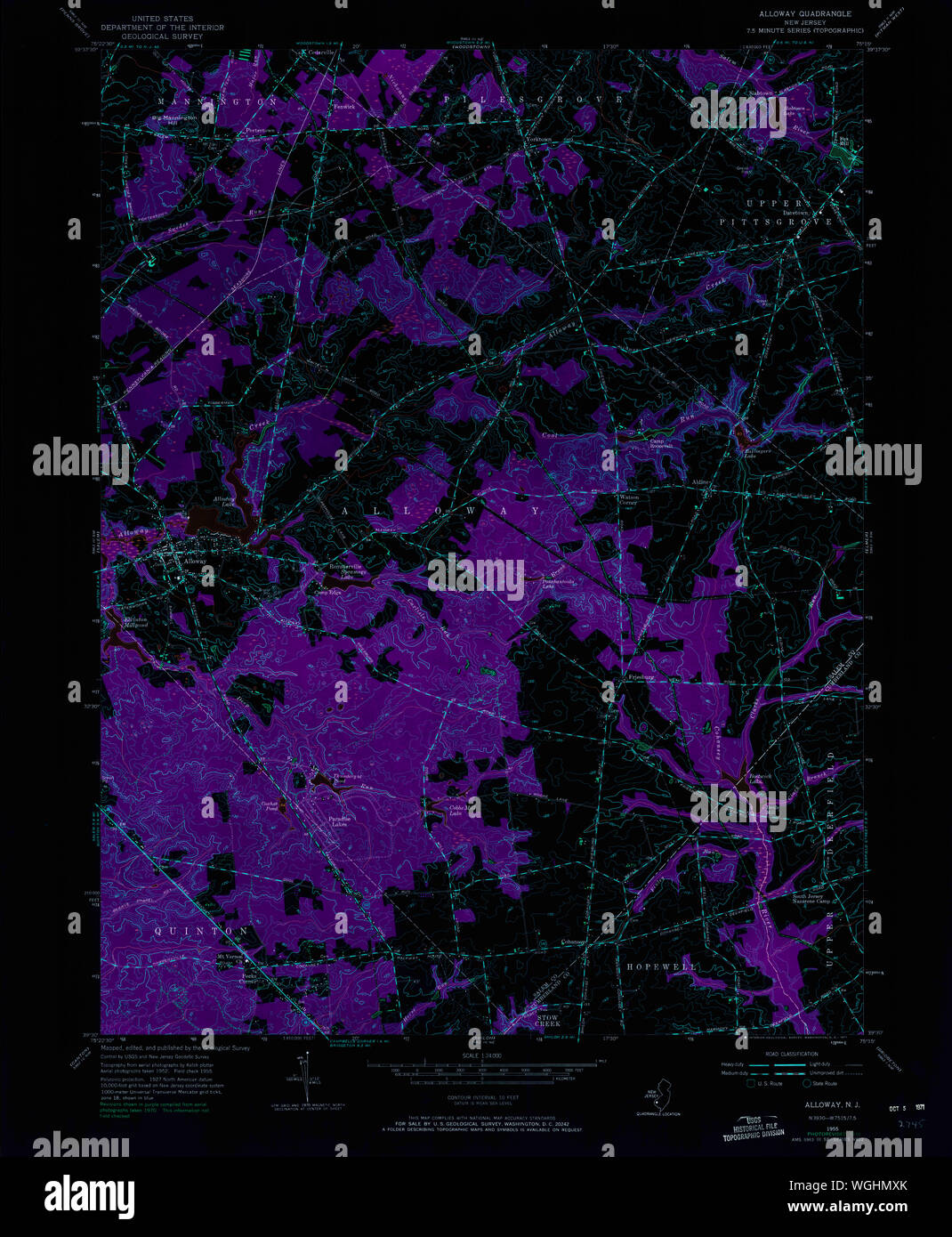USGS TOPO Map New Jersey NJ Alloway 254065 1955 24000 Inverted