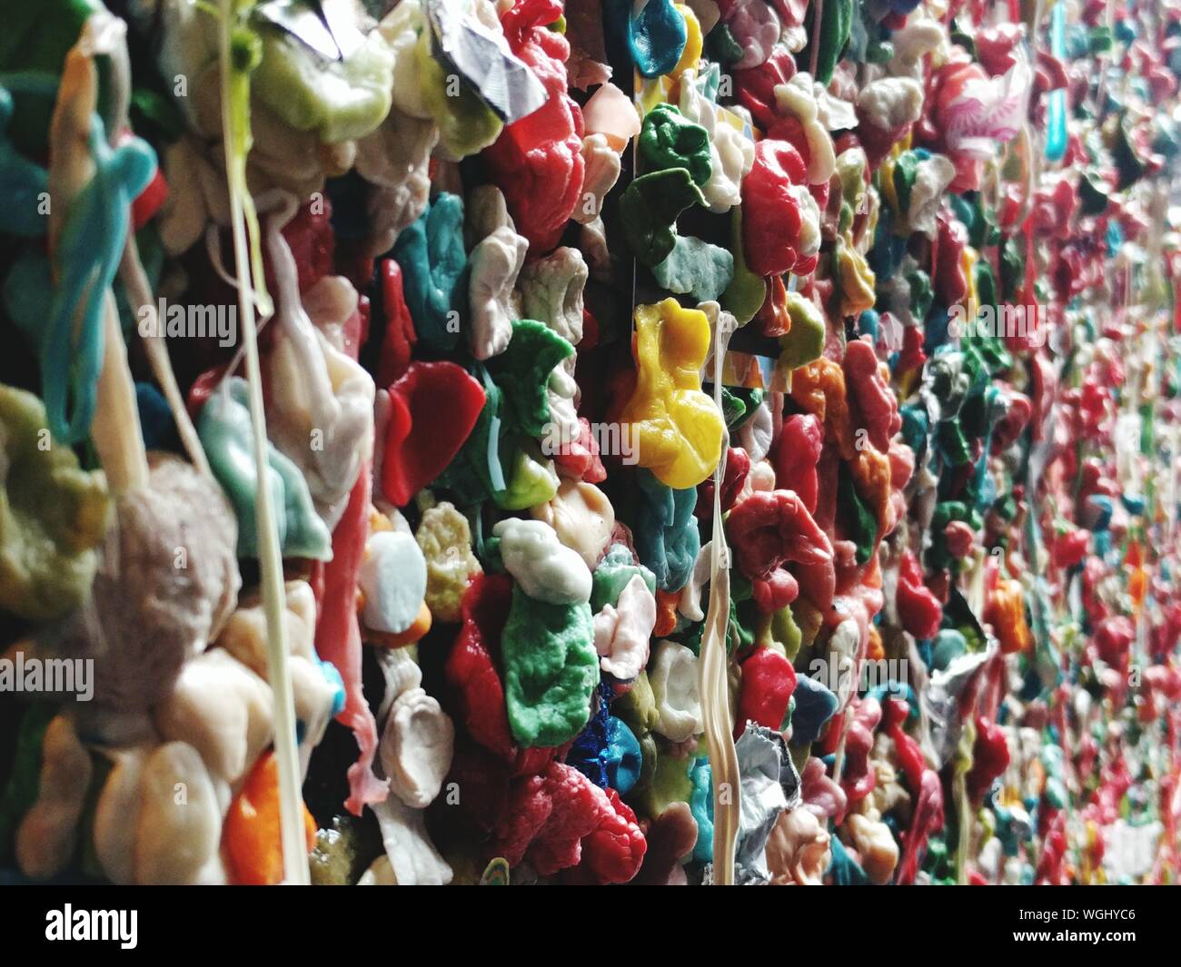 Full Frame Of Bubblegum On Wall Stock Photo