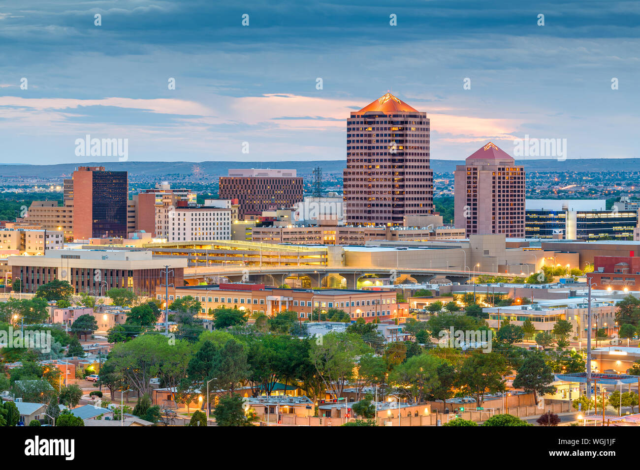 Albuquerque, New Mexico, USA downtown cityscape at twilight Stock Photo ...