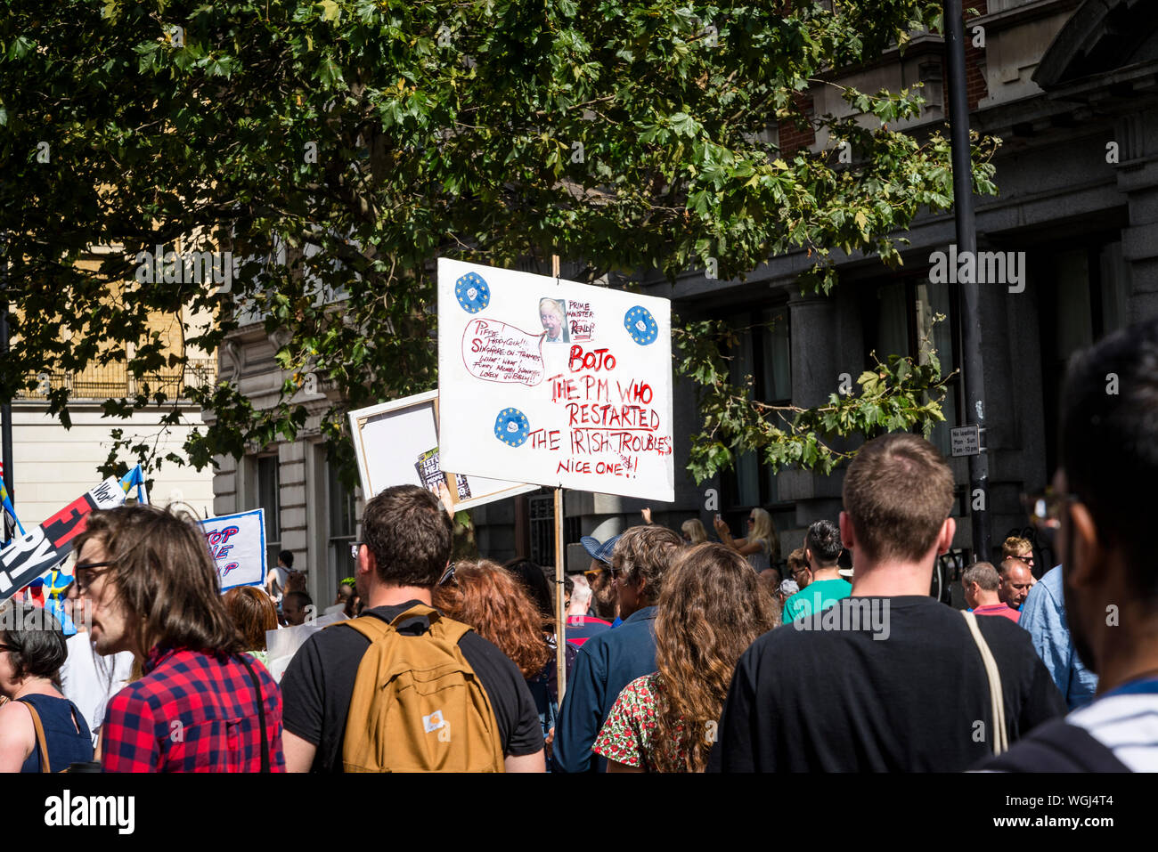 Anti Boris Johnson placard, Protest against the suspension of Parliament, London, UK, 31/08/2019 Stock Photo