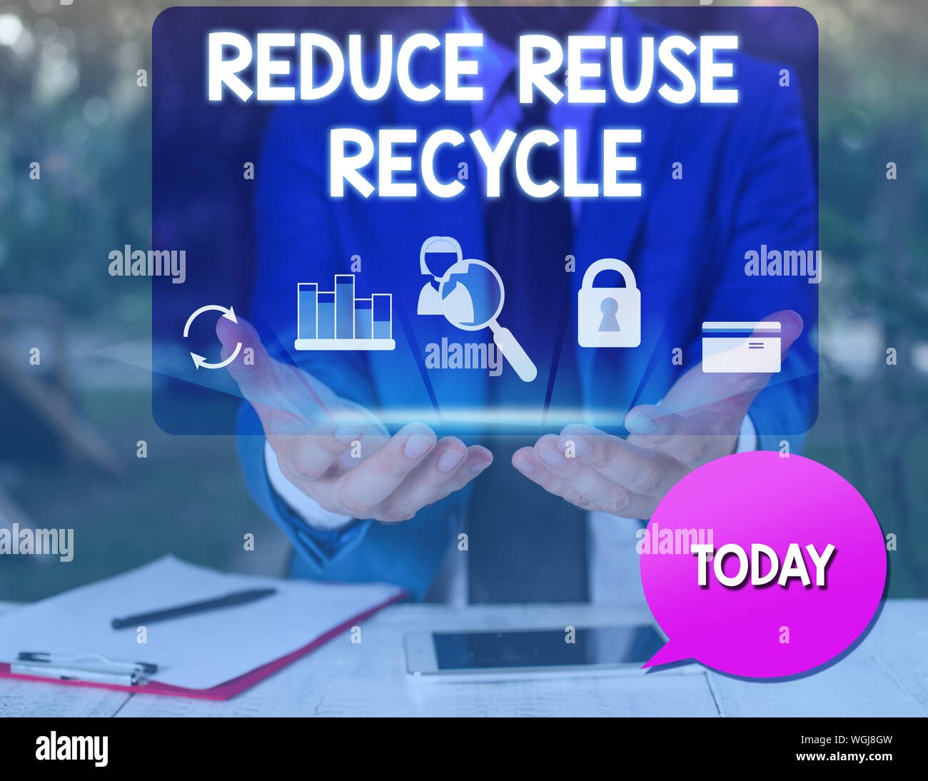 Text sign showing Reduce Reuse Recycle. Business photo text ...