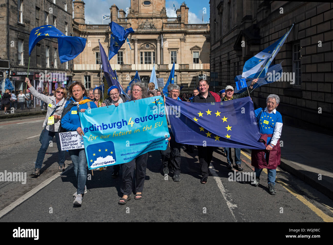 Edinburgh, Scotland, 31st August 2019. European Movement in Scotland held a protest against the prorogation of Parliament. Stock Photo