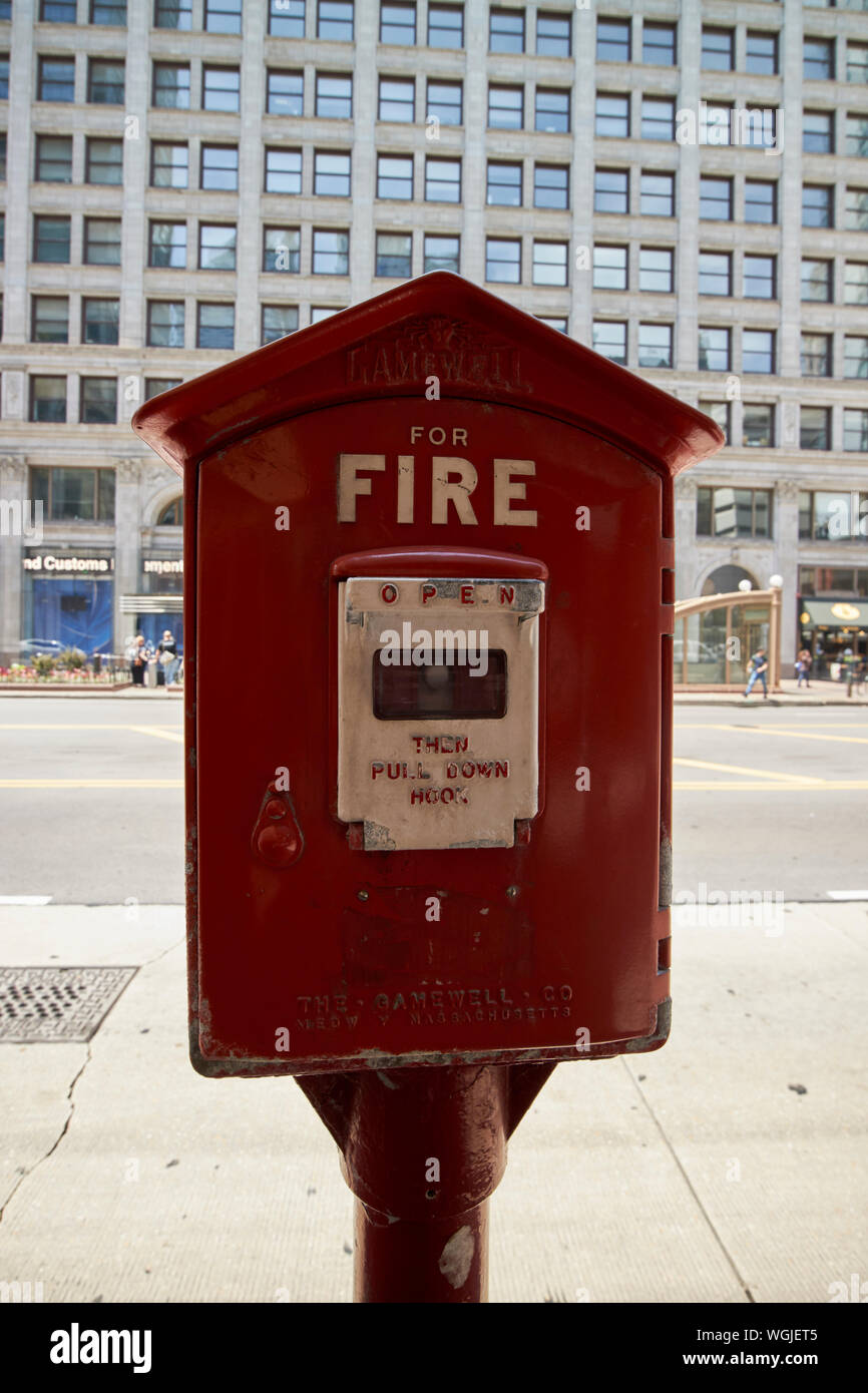 gamewell company old historic fire alarm box  chicago illinois united states of america Stock Photo