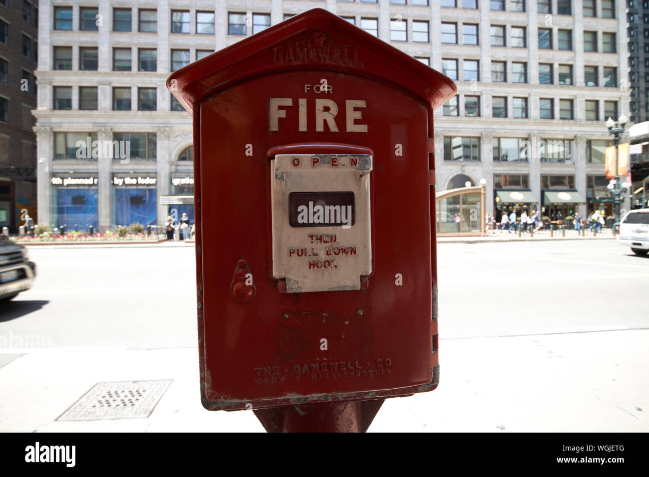 gamewell company old historic fire alarm box  chicago illinois united states of america Stock Photo