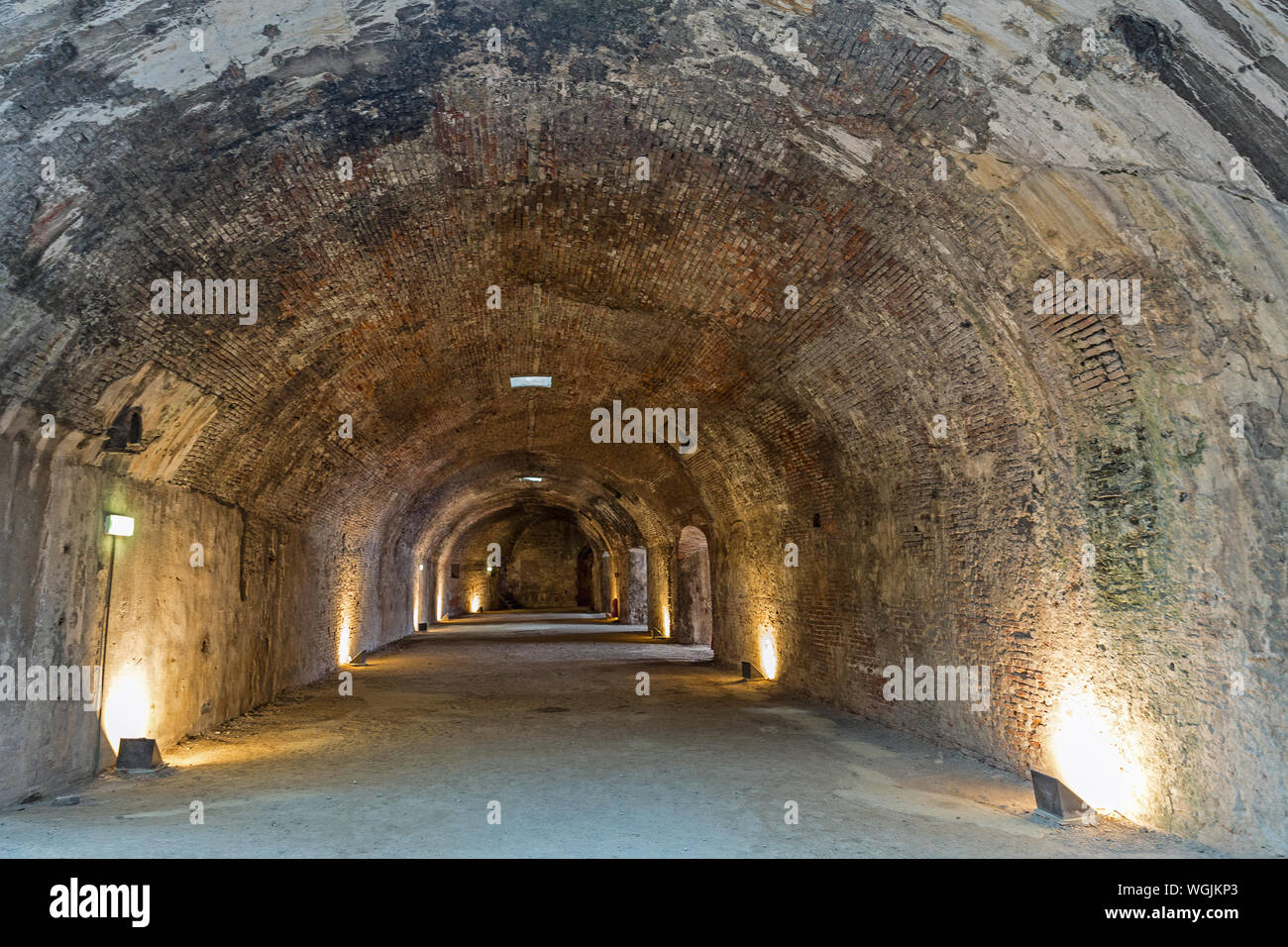 basement brick walls of Livorno fort, Italy Stock Photo