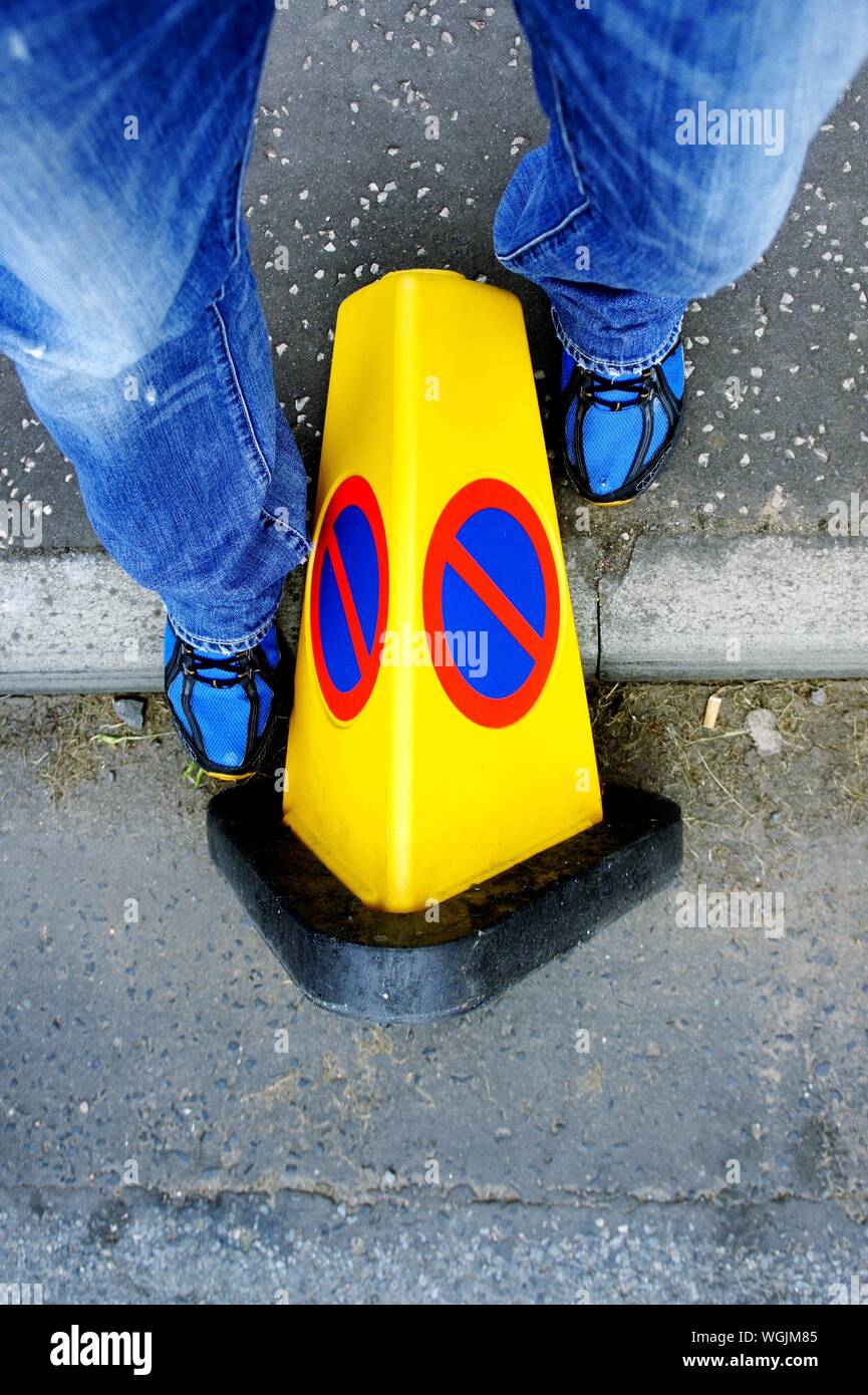 Person traffic cone man hires stock photography and images Alamy