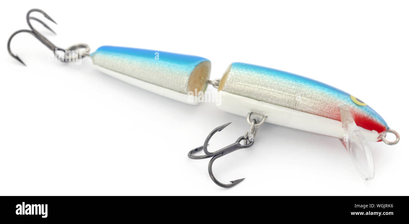 Wobbler fishing lure over white background Stock Photo
