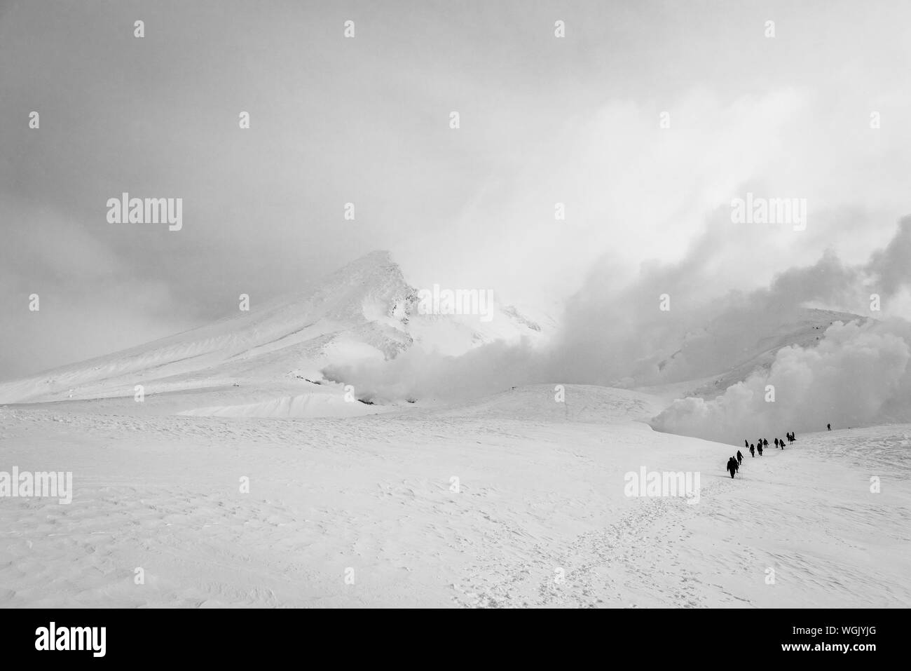 Mt. Asahi, Hokkaido, Japan volcanic peak in Daisetsuzan National Park during winter season. Stock Photo