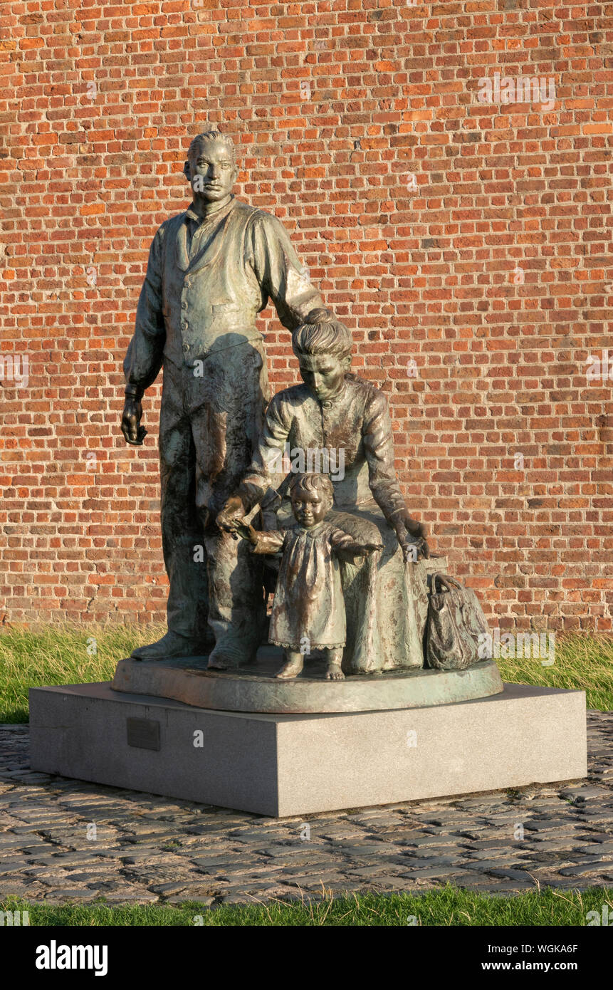 Legacy sculpture at Albert Dock in Liverpool Stock Photo