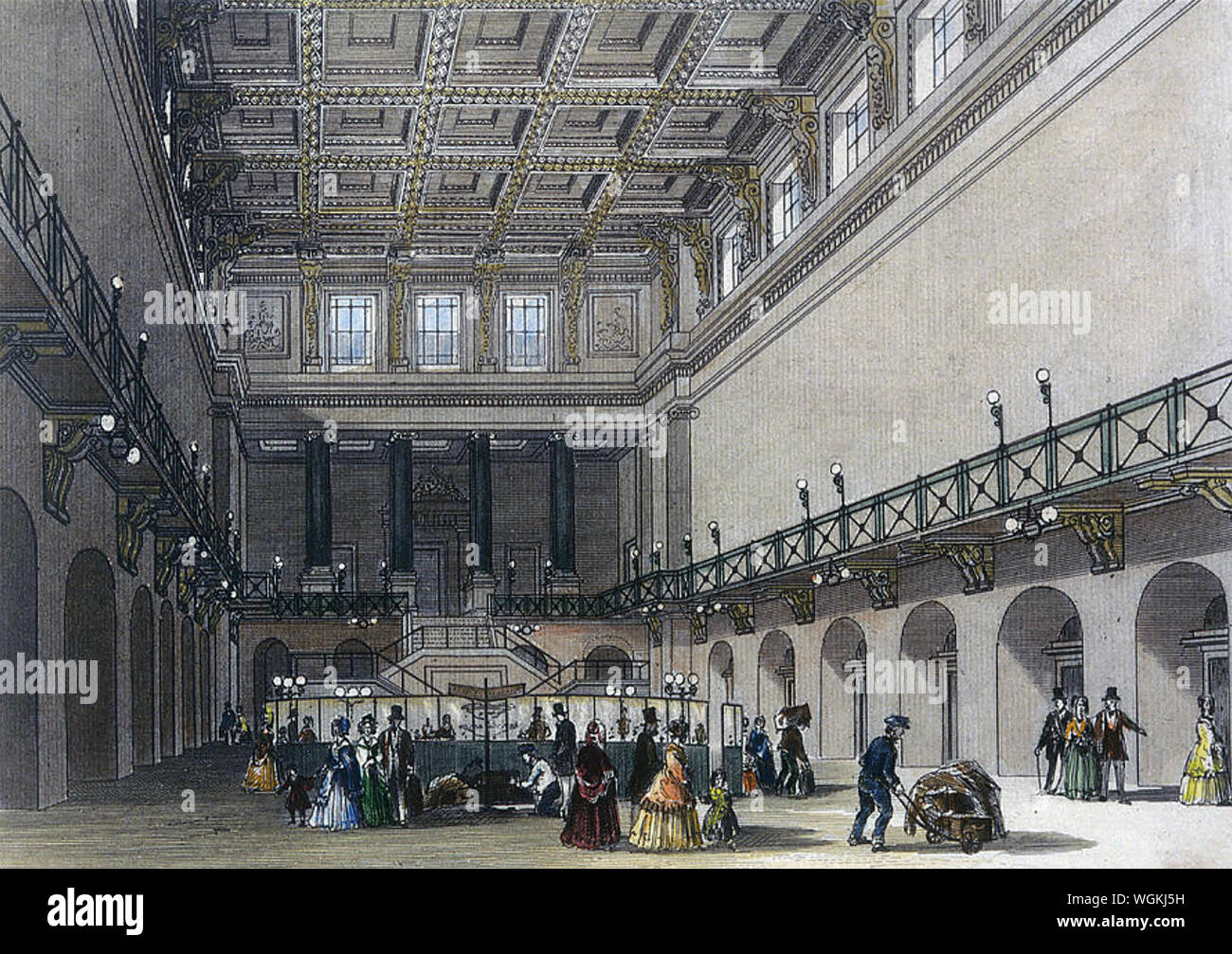 EUSTON RAILWAY STATION,LONDON. The Great Hall in 1849 Stock Photo