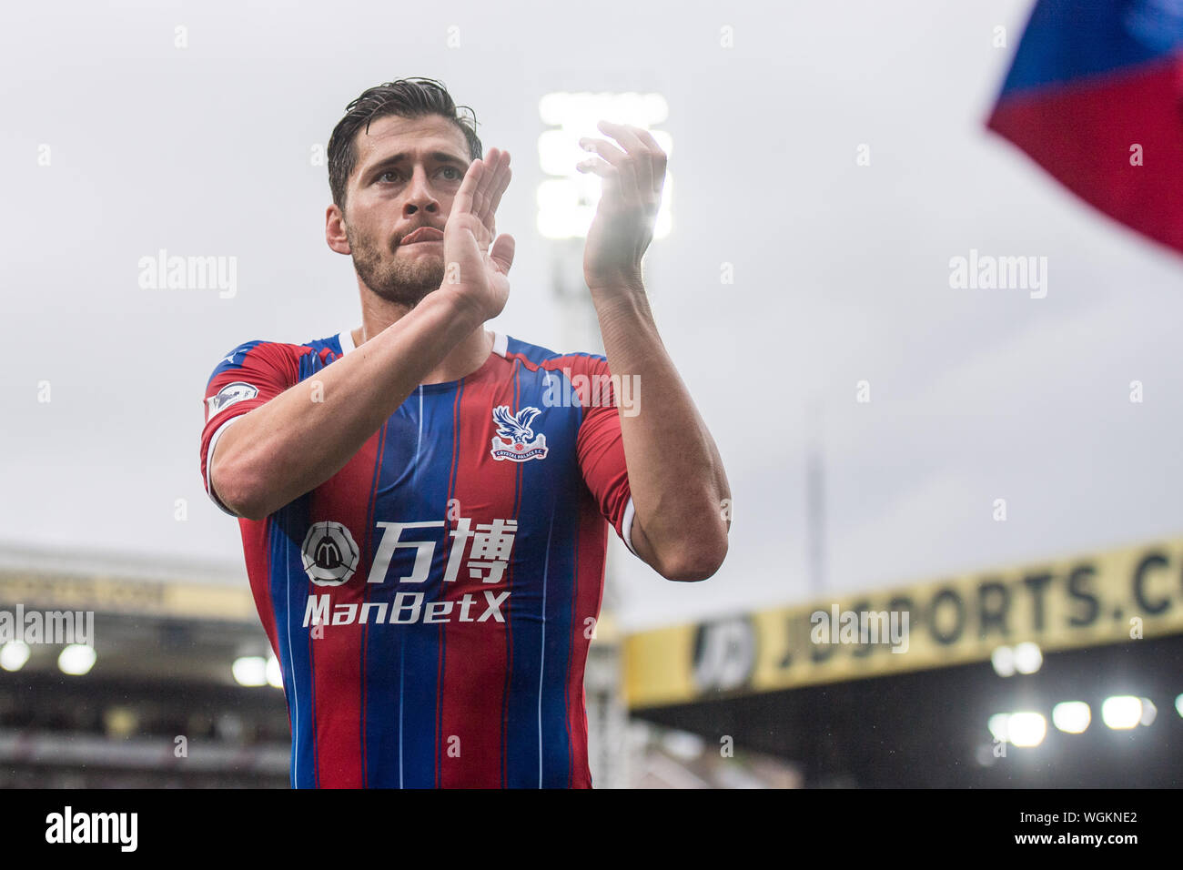 LONDON, ENGLAND - AUGUST 31: Joel Ward of Crystal Palace during the Premier League match between Crystal Palace and Aston Villa at Selhurst Park on August 31, 2019 in London, United Kingdom. (Photo by Sebastian Frej/MB Media) Stock Photo