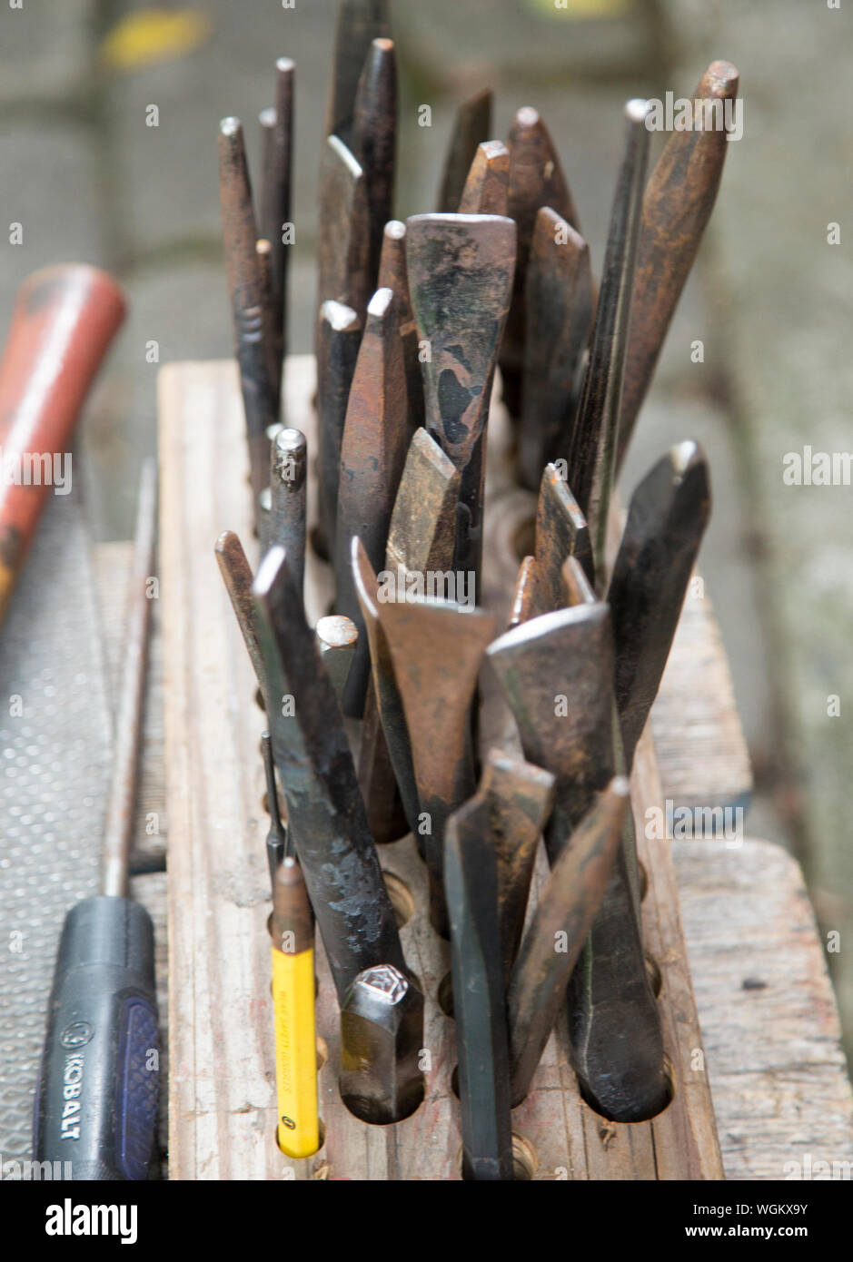 Blacksmith tools at the Hopper Goetschius Museum in New Jersey Stock Photo