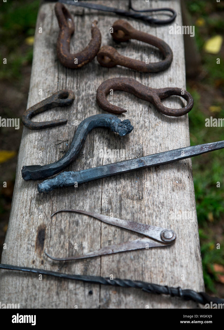 Blacksmith tools at the Hopper Goetschius Museum in New Jersey Stock Photo