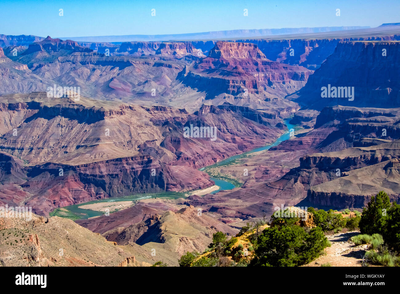 Grand Canyon from Desert View Point with the Colorado River Visible Stock Photo