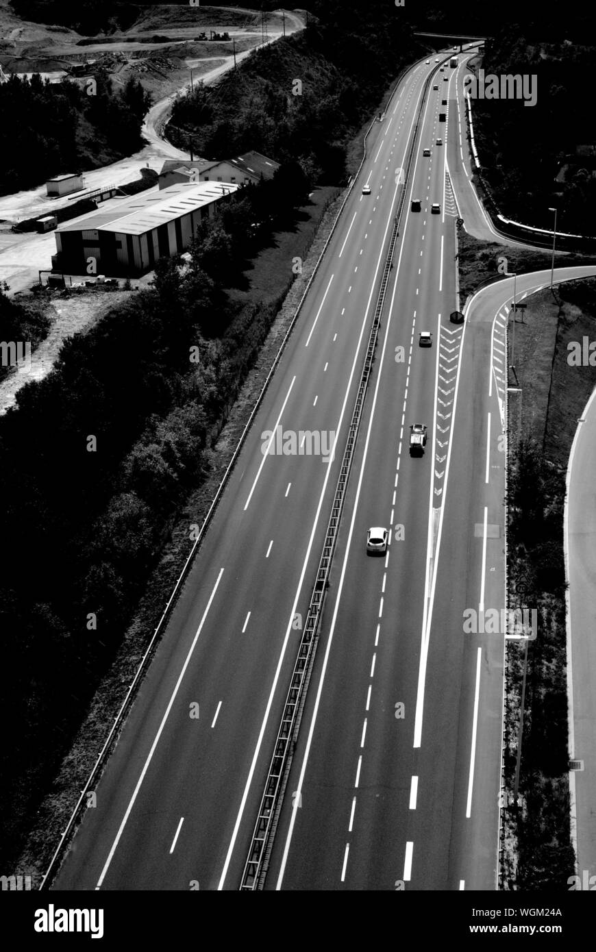Aerial cars highway Black and White Stock Photos & Images - Alamy