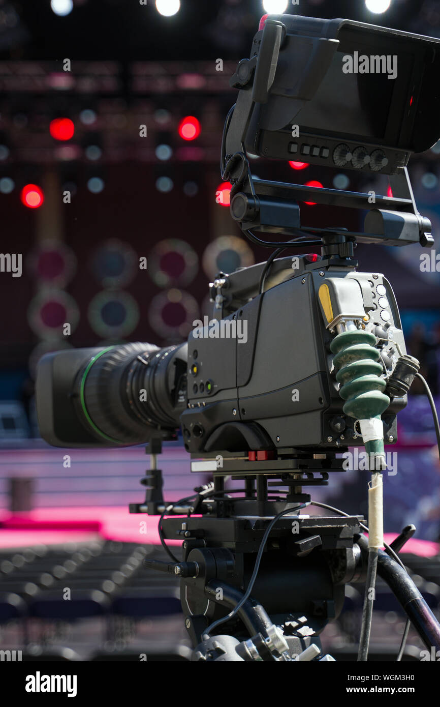 Professional video camera is ready to shoot the concert Stock Photo Alamy