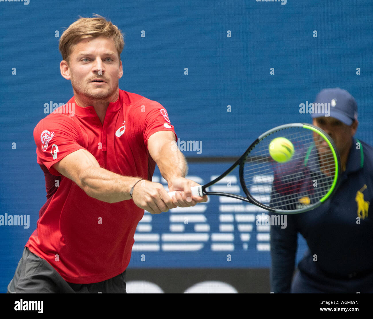 Flushing, Queens, NY, USA. 1st Sep, 2019. David Goffin (BEL) loses to Roger Federer (SUI) 6-2, 6-2, 6-0, at the US Open being played at Billie Jean King National Tennis Center in Flushing, Queens, NY. © Jo Becktold/CSM/Alamy Live News Stock Photo
