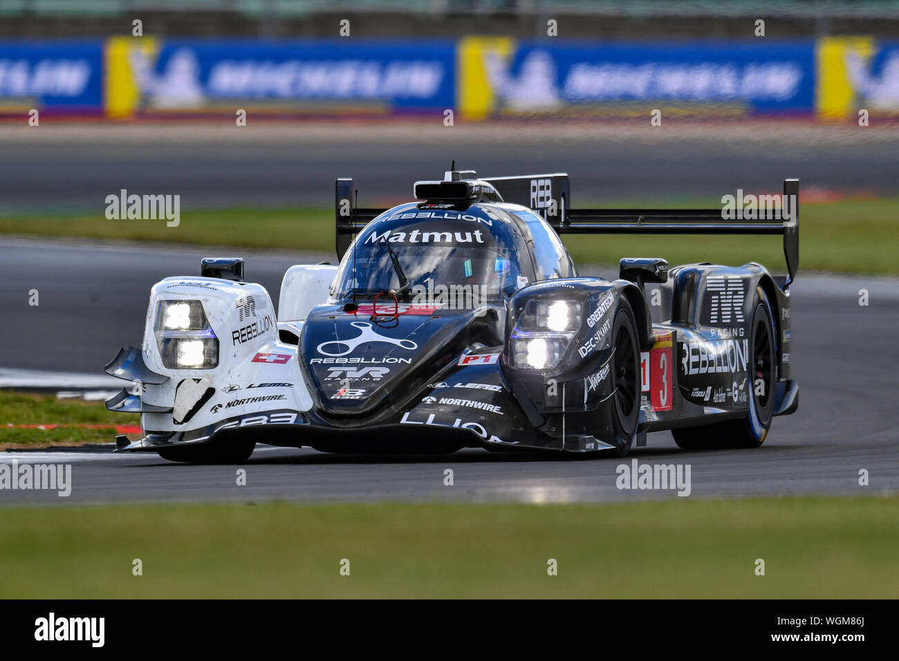 TOWCESTER, UNITED KINGDOM. 01st Sep, 2019. REBELLION RACING (CHE) - Rebellion R13 - Gibson: Nathana?l Berthon (FRA) Pipo Derani (BRA) / Loic Duval (FRA) during SundayÕs Race of the FIA World Endurance Championship with 4 hours Silverstone at Silverstone Circuit on Sunday, September 01, 2019 in TOWCESTER, ENGLAND. Credit: Taka G Wu/Alamy Live News Stock Photo