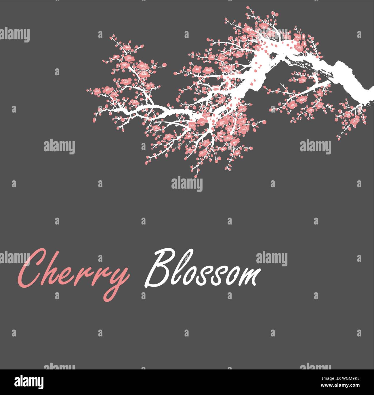 Cherry Blossom Event Template With Hand Drawn Branch With Pink