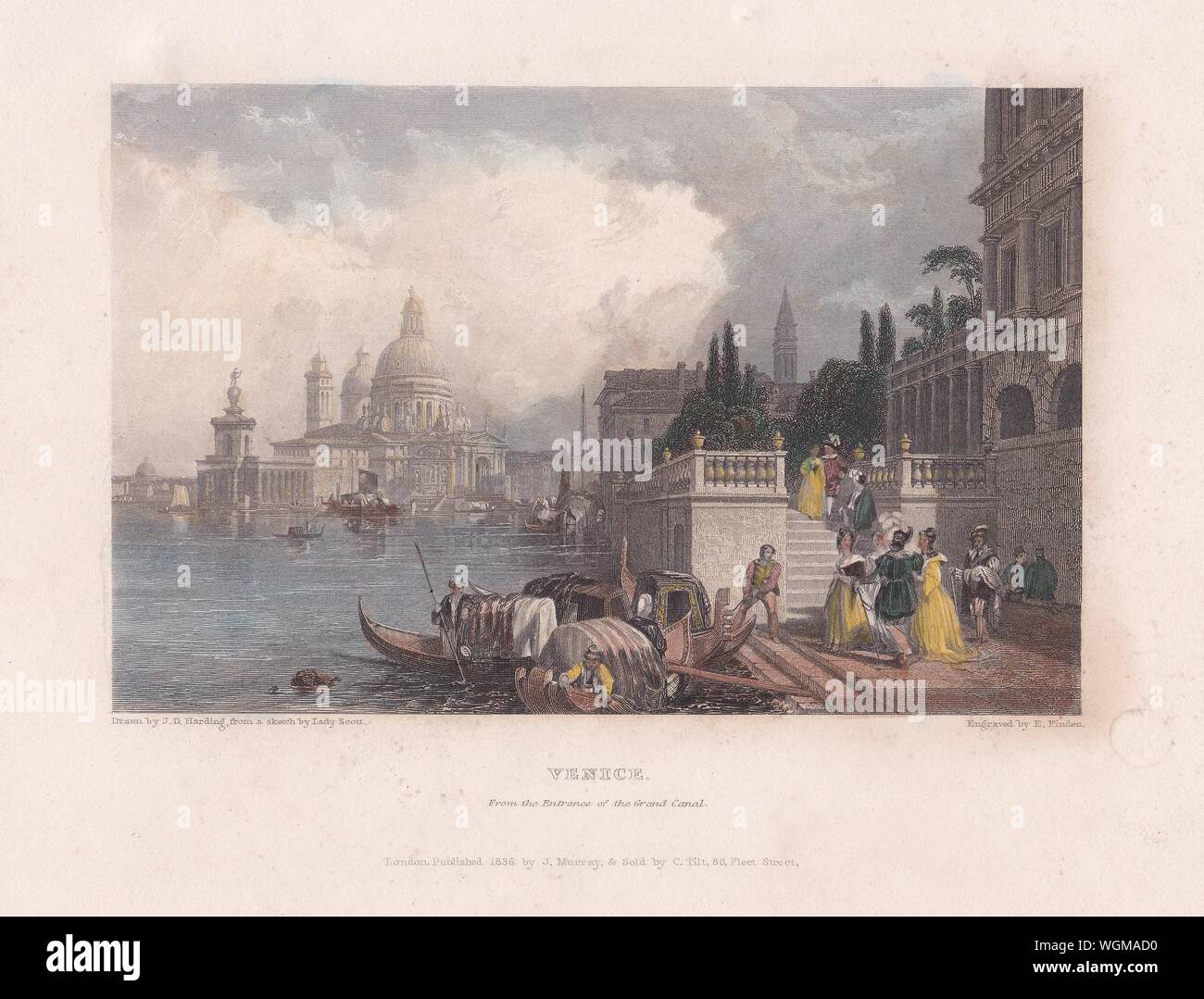 Book plate / print of 'Venice - From the Entrance of the Grand Canal'.  George Gordon, 6th Lord Byron. Stock Photo